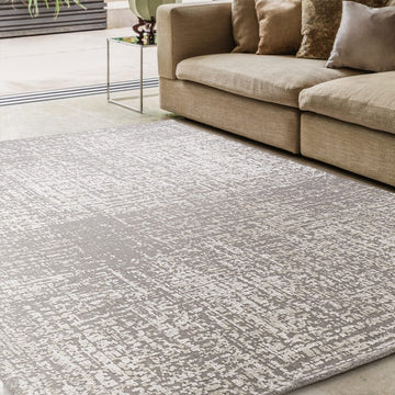 Torino Modern Abstract Distressed Shimmer Tonal Textured Hi-Low Soft Wool Loop & Viscose Flatweave Natural Beige/Cream/Taupe Grey Rug-Asiatic Carpets-Rug Love - The Most Loved Rug Store